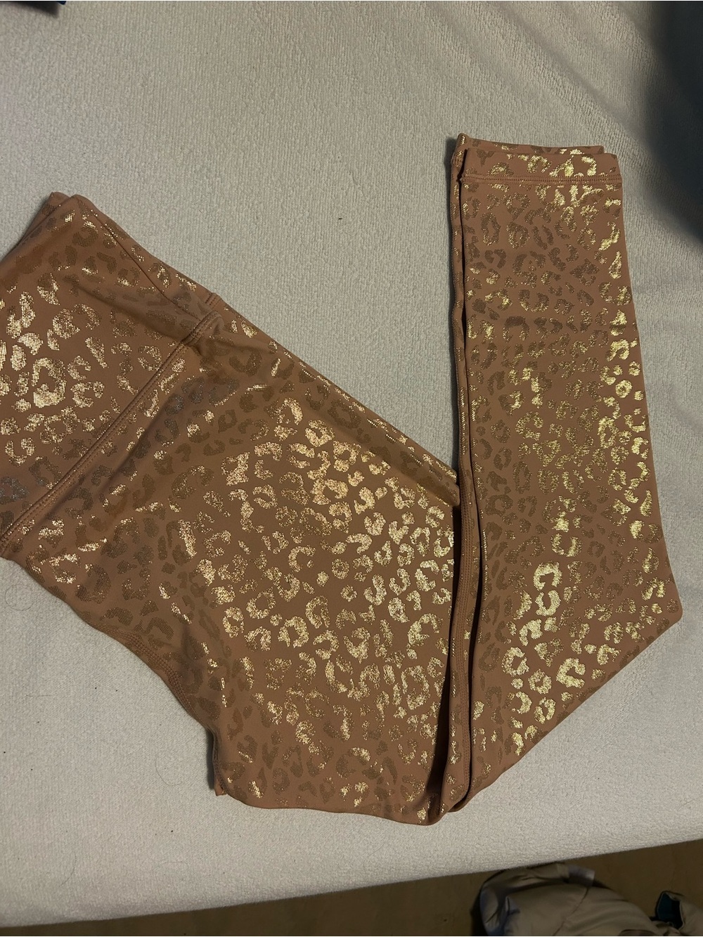Women's Brown Gold Leopard Print Leggings